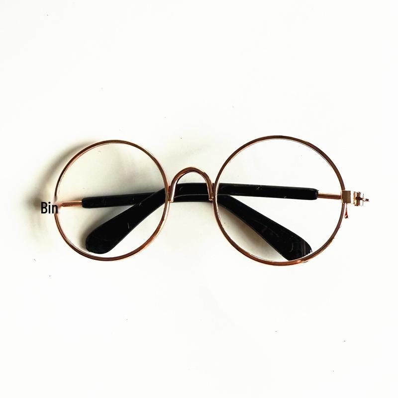 Pet Fashion Round Sunglasses for Cats & Dogs - 9cm Cotton Doll Accessories