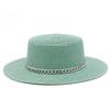 Spring and summer women's travel sunscreen straw hat fashion chain solid color beach British style jazz hat Hats
