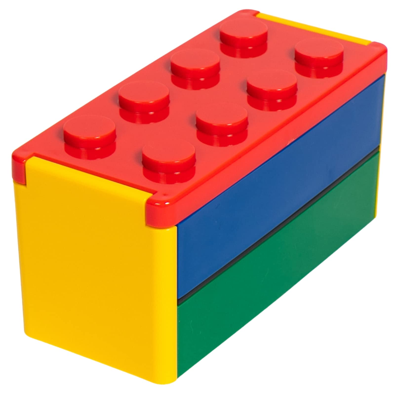 

padou [P:BLOCK] Locking Two-Tier Block Bento Box, 660ml (Red), Belt-Free, Microwave-Safe, Chopsticks Included, Lightweight, Made in Japan