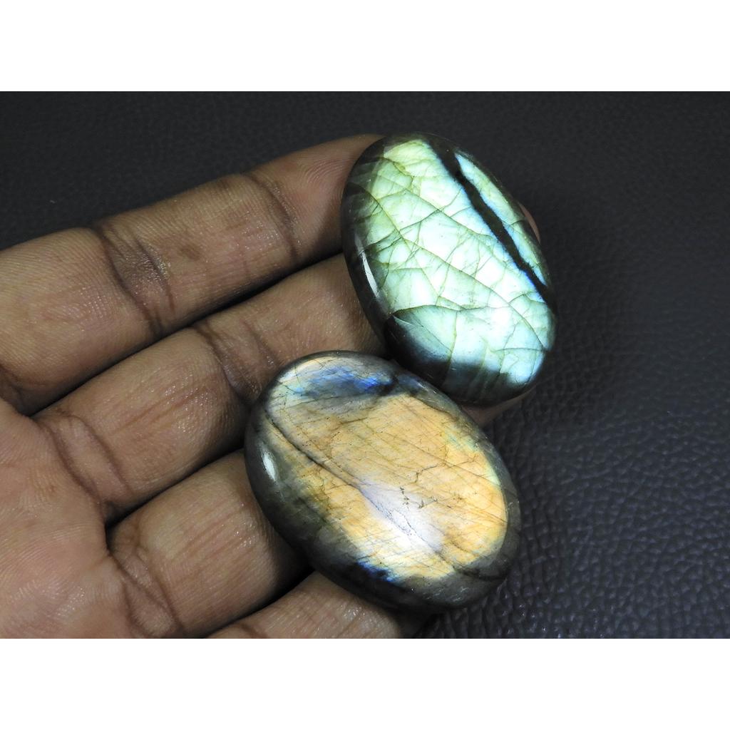 31X41-28X43MM Natural Labradorite Multi Oval Cabochon 2Pcs Gemstone 151Cts. B-150