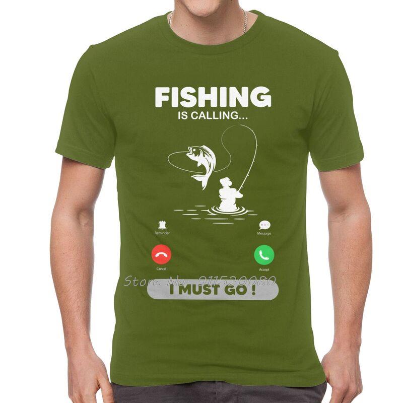 Fishing Is Calling I Have To Go T Shirt Men Cotton Tshirt Angling Fisherman Tee Graphic Tshirt Gift Streetwear Harajuku