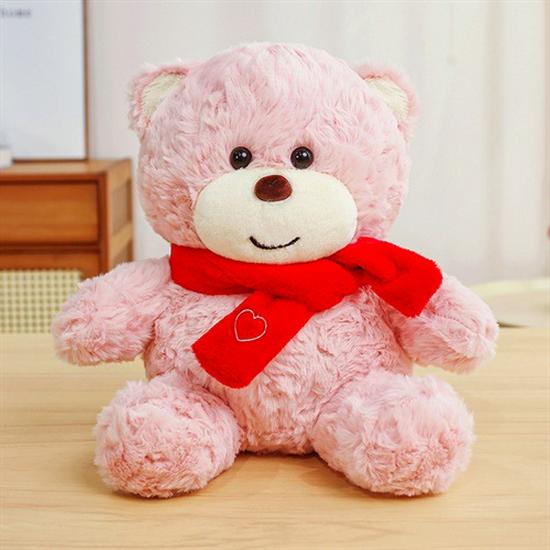 Heart-Shaped Scarf Teddy Bear Plush Toy: Adorable Cartoon Doll - Perfect Birthday Gift for Kids