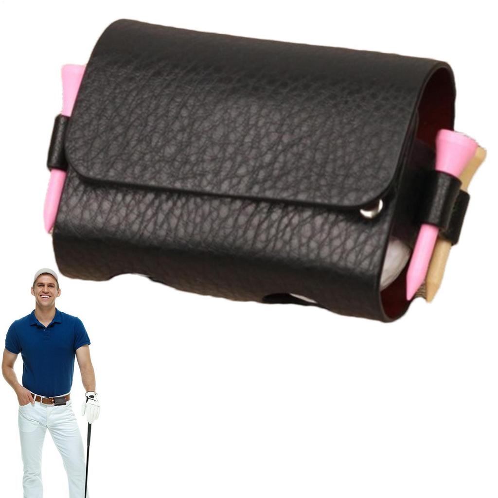 Golf Ball Bag Pouch with Holder Golf Belts Waist Bag Small   Golf Sports Accessory PU Leather Golf Ball Sack