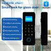 Fingerprint Glass Door Lock App Passcode IC Card Keyless Smart Phone Attendance Lock Electronic Digital Lock