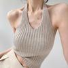 One-piece Camisole Tank Top Outerwear Women's Elegant Sleeveless Summer Inner and Outer Wear Backless Hot Girl Knitted Top