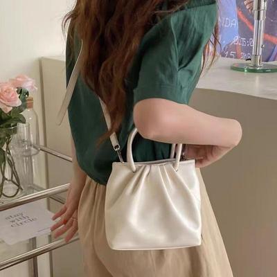 Square Pleated Versatile Small Bag, A Fashionable Hand-held Casual Single-shoulder Crossbody Bag for Women