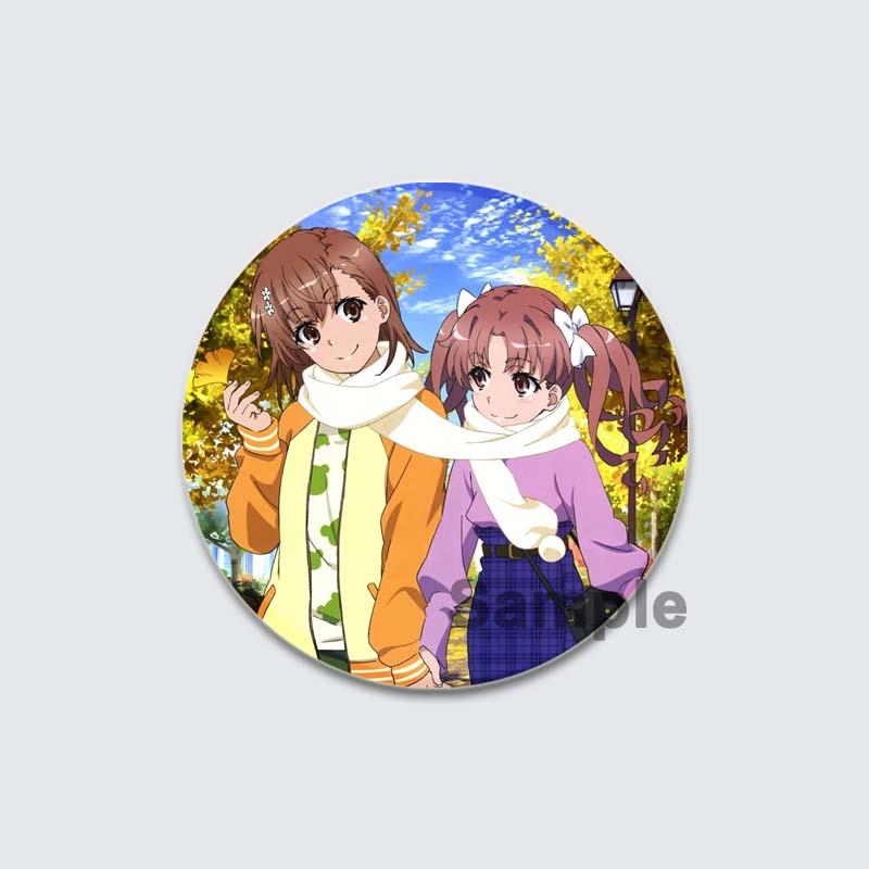 32/44/58mm A Certain Scientific Railgun HD Brooch Anime Badge Cartoon Figure Misaka Mikoto/Wannai Kinuho Round Display Pins Jewelry Gifts