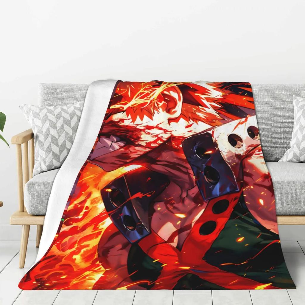 My H-hero Academia Cartoon Printed Blanket Warm Flannel Blankets Soft and Comfortable Blanket Home Travel Blanket Birthday Gift