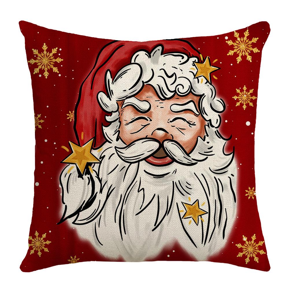 Santa Elk Cushion Cover Red Plaid Little Angel Print Cushion Cover Holiday Sofa Cushion Cover