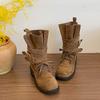 Thick-soled versatile belt buckle Martin boots women's spring and autumn new British style handsome retro mid-tube locomotive boots women's boots