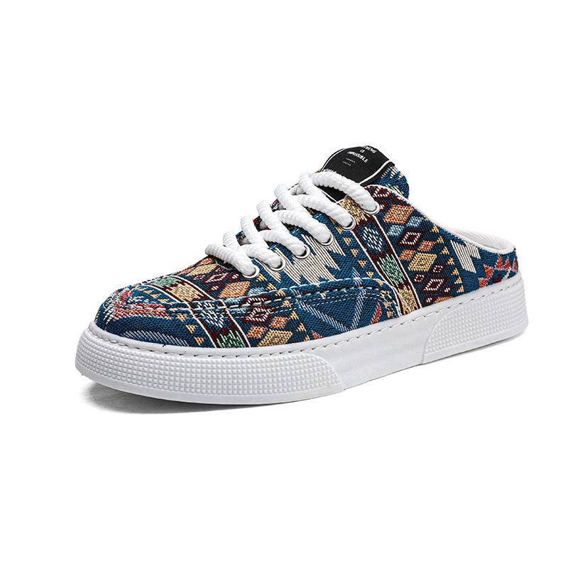 Men's Shoes 2025 Summer New Bag Head Drag Without Heel One Pedal Half Drag Mesh Breathable Lazy Casual Espadrilles