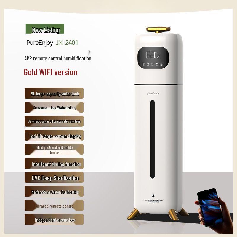Silent Floor-Standing Home Air Humidifier with Large Mist, Sterilization, and Easy Water Refill for Bedrooms and Nurseries
