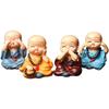 4 Stuks/Set Hars Ambachten Cadeau Schattige Kleine Monnik Beeldjes Schattige Monniken Beelden Creatieve Monnik Poppen Tafel Auto Decoratie