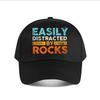 Easily Distracted By Rocks Geology Quote Graphic Baseball Cap Fashion Unisex Sunhat Womens Outdoor Sports
