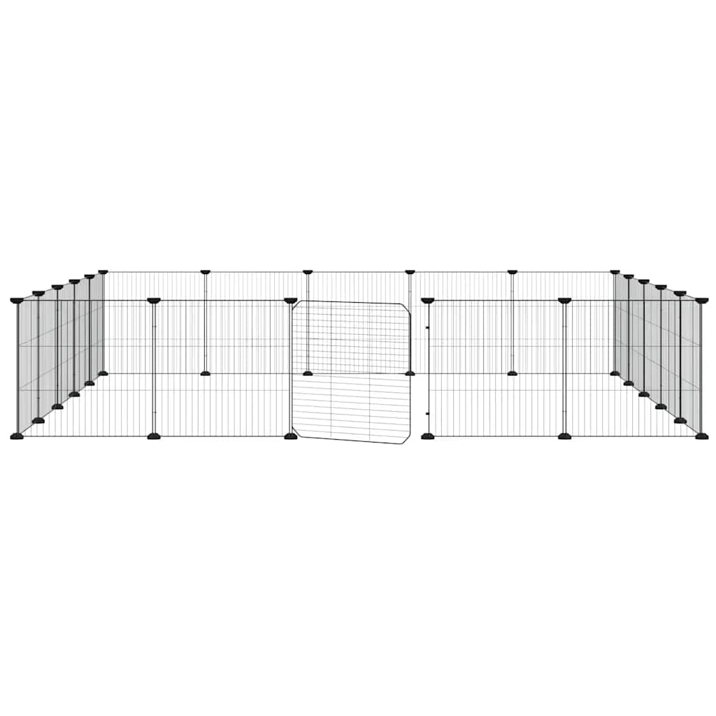 Vidaxl Pet Cage with Gate, 20 Panels, Black, 35X35 Cm, Steel
