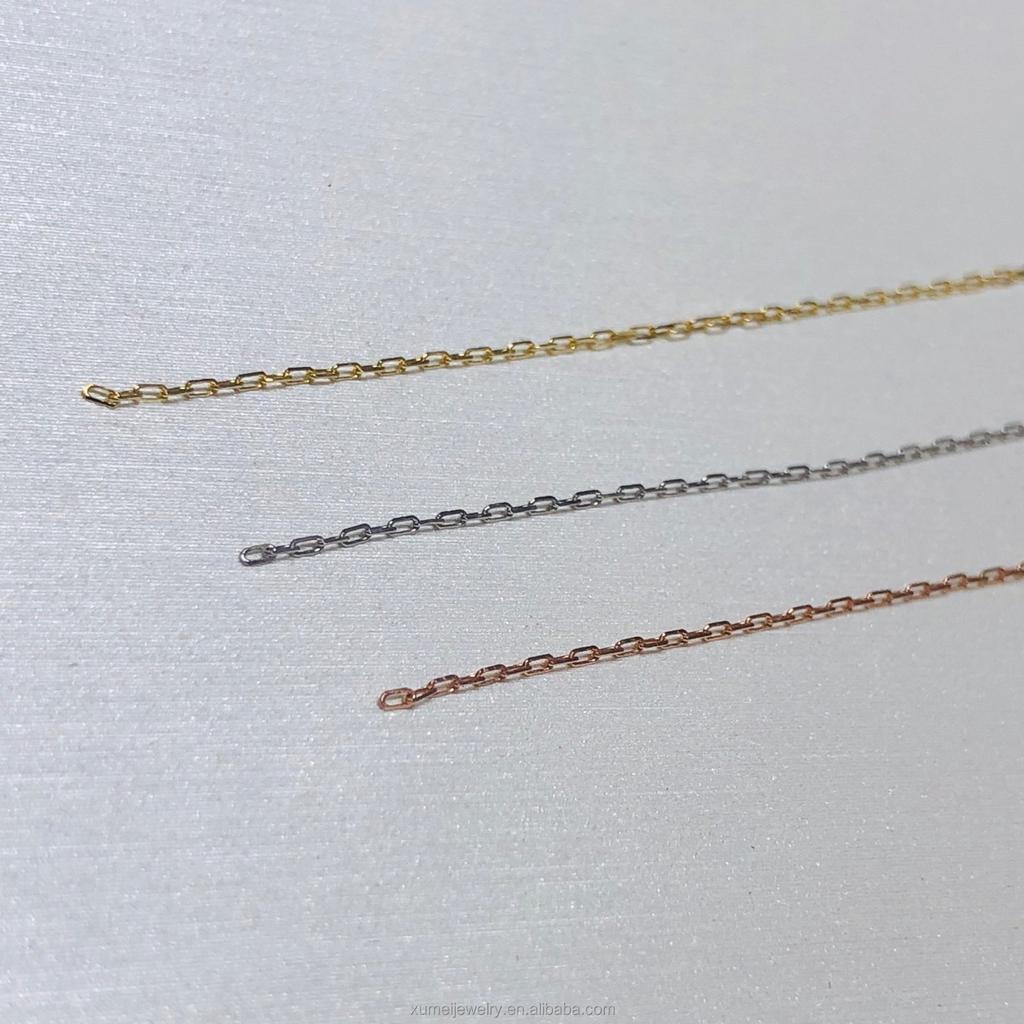 9K 10K 14K 18K Solid Gold Flat Cable Chain Permanent Jewelry Chain DIY Necklace Bracelet