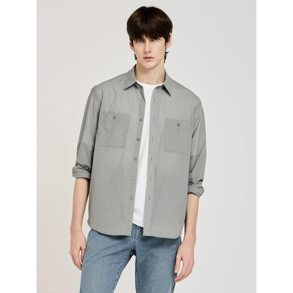 Glxy Glxy [Galaxy Lifestyle][Sammu Clothing] Nylon Stretch Overshirt Gray Gray (Antique Silver)/095