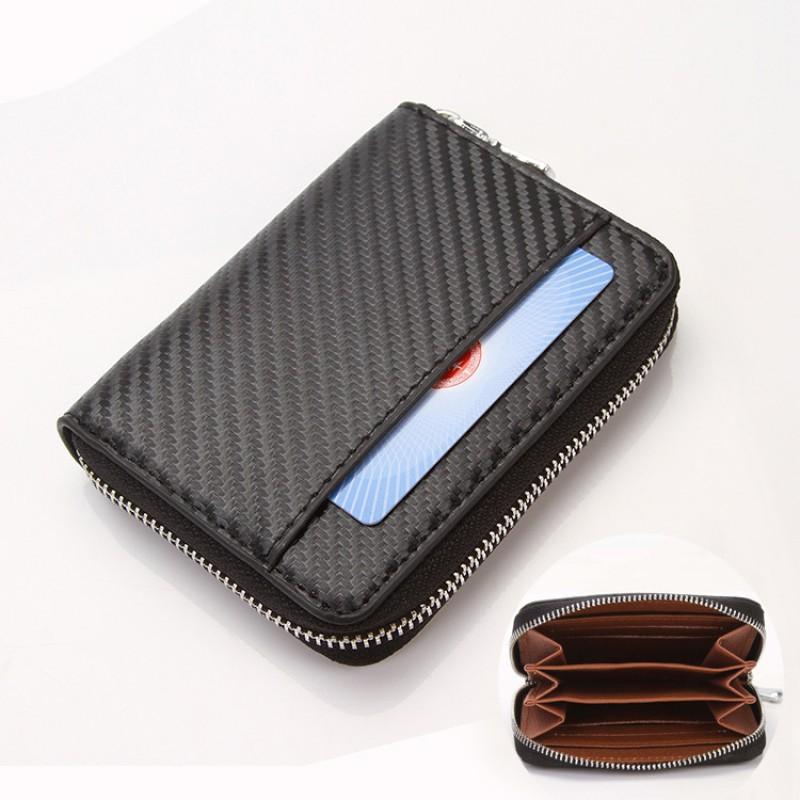 Men's Wallet Popular Carbon Fiber Pattern Short Zipper Change Purse