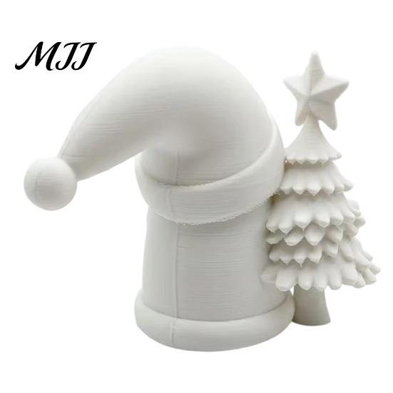 Handmade Xmas Gift Souvenirs 3D Printed Christmas Gnome Figurine, DIY Paintable Mini Hugging Small Figurines for Desktop Star & Tree, Winter