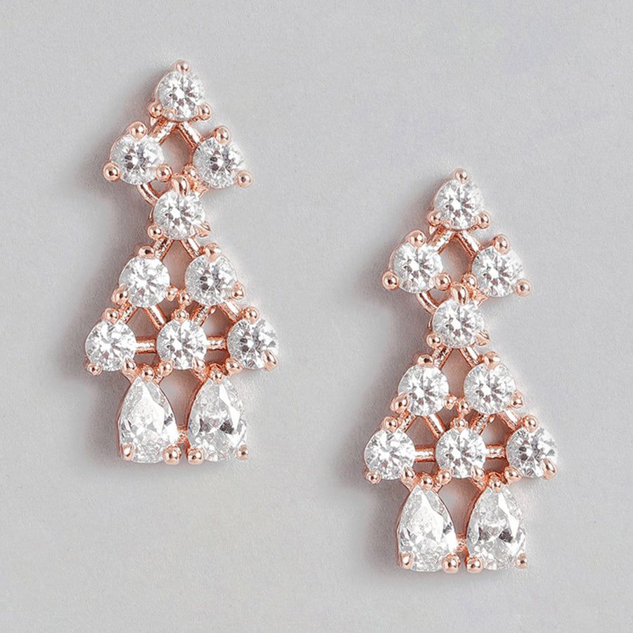 Estele Damen-Ohrhänger mit funkelnden Zirkonia in Roségold