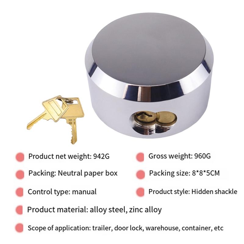 A51K-Cp-3184 Shackle Padlocks Keyed Solid Steel With 2 Keys Hide Lock Body Security Lock For Universal
