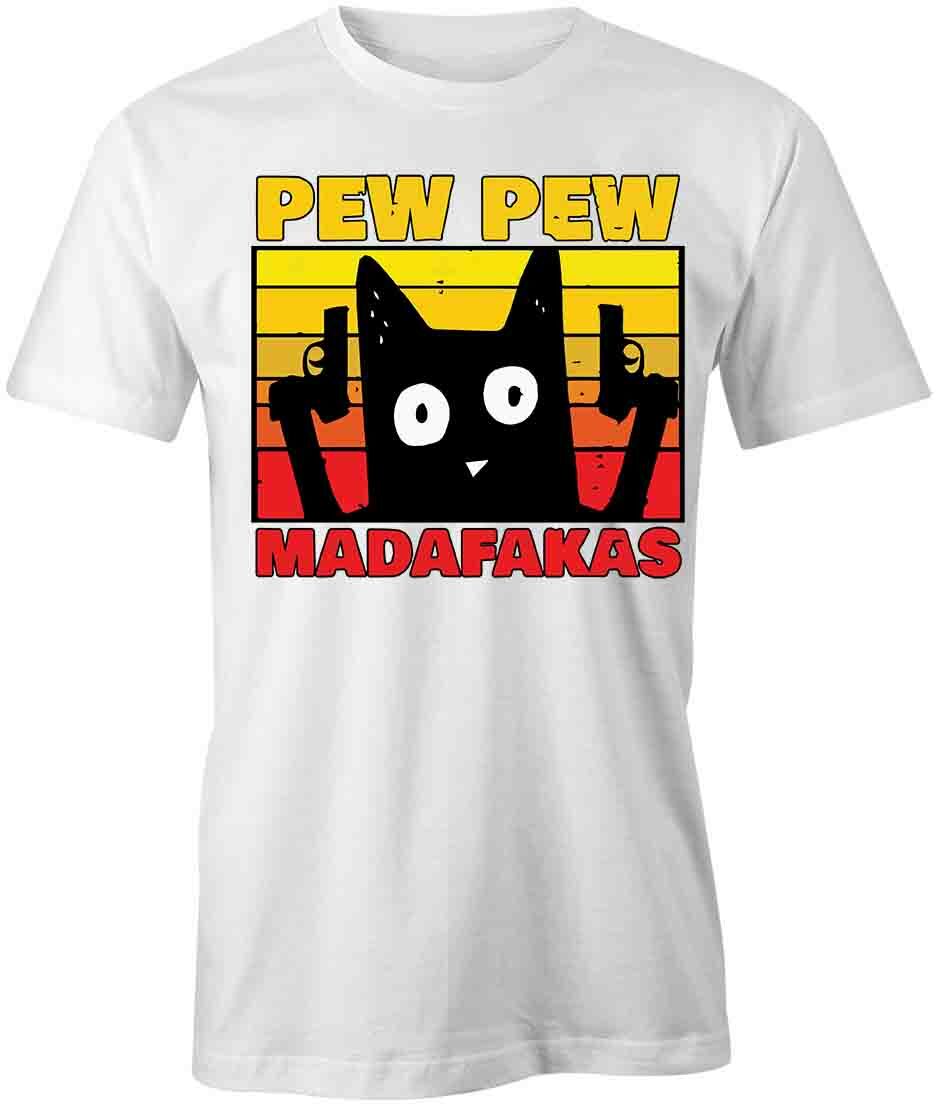 PEW PEW CAT TShirt Tee Short-Sleeved Cotton HUMOR FUNNY CLOTHING S1WCA922 XXXXL
