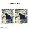 Black Cat Shower Curtain – Vibrant Floral Branch Design, 2D Flat Print, Heavy-Duty Waterproof Polyester, 70×70", 12 Hooks