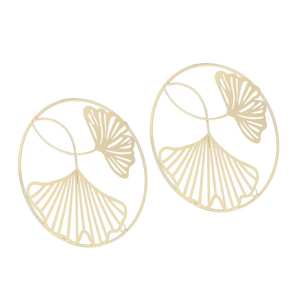 2 Stück Gold Wanddeko Eisenkunst 3D Stereo Ginkgoblätter Wandskulptur für Sofa-Hintergrund Eingang