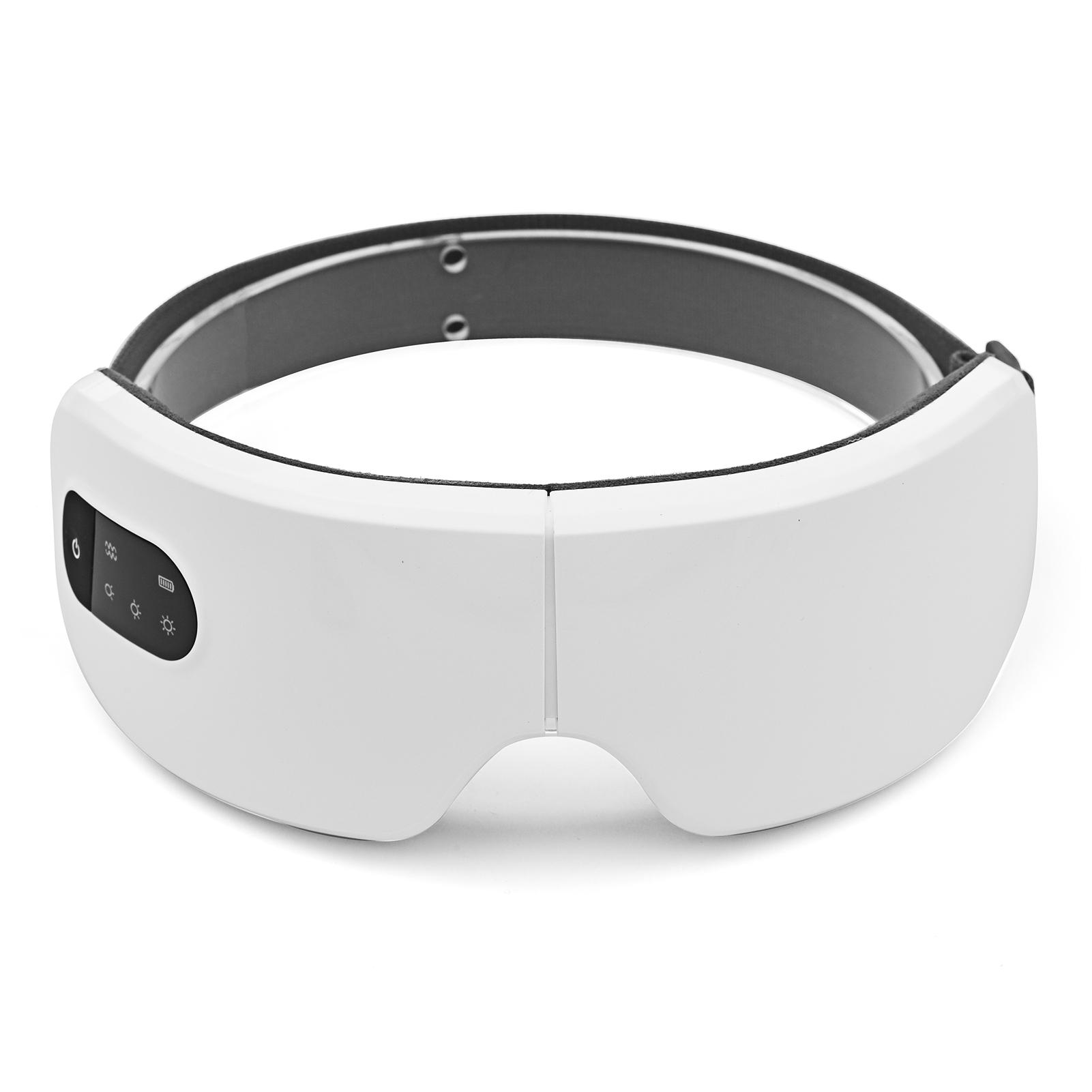 

Electric Eye Massager with Heat Vibration Built in 500mAh Battery Elastic Band 4 Levels Temperature Music Connection White