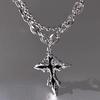 Hiphop Punk Long Chain Cross Necklace for Women Men Punk Double Layer Splicing Chain Necklace Charm Trend Neck Jewelry Halloween