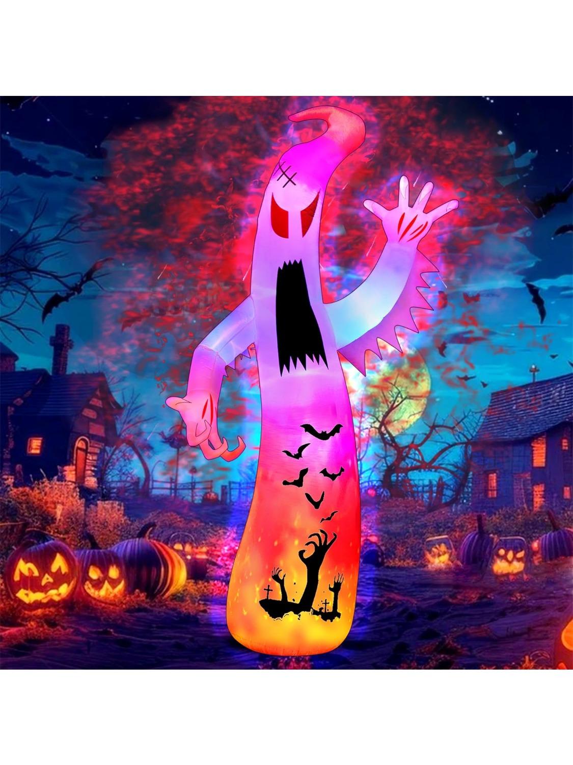 

JOYFY 12Ft Giant Ghost Halloween Inflatable Outdoor Decorations with Colorful Flashing Flame Light for Garden/Home/Holiday/Party