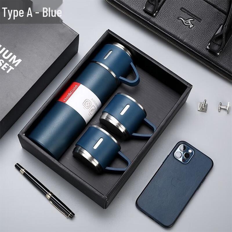 Bashting Stainless Steel Thermos Bottle 3-Lid Gift Set