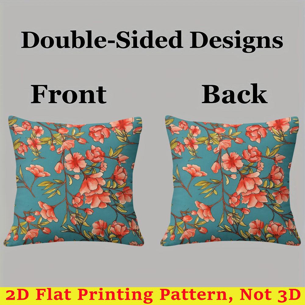 Coral Bloom square Jacquard Pillow Cover for Sofa Office Waist Cushion Cover Home Decorative Pillowcase