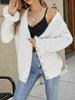 2026 Autumn Solid Color Knit Cardigan with V-Neck & Petal Sleeves