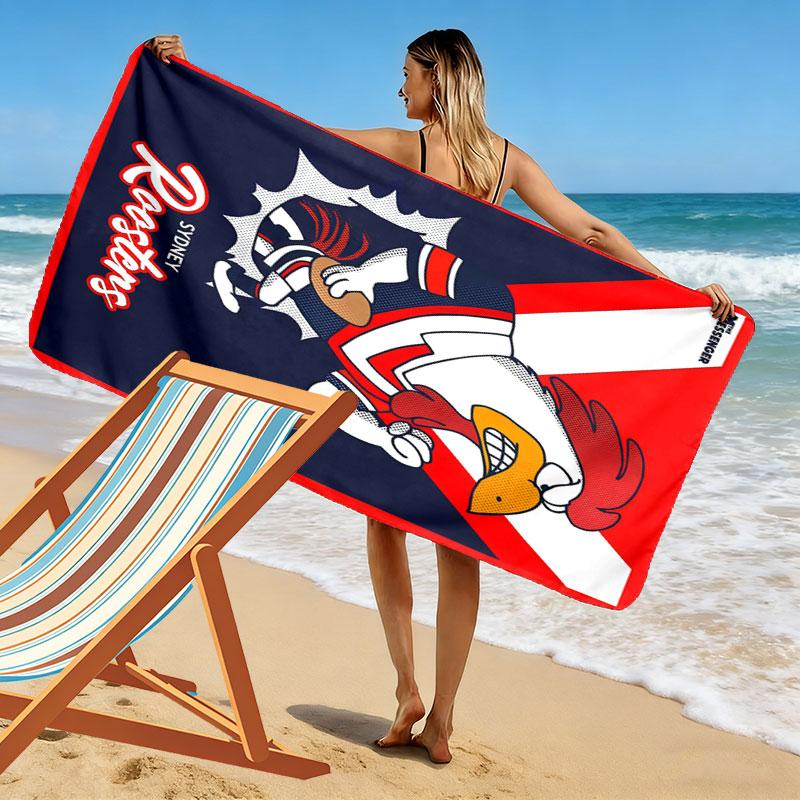 Sydney Roosters Legacy Print Beach Towel, Large Soft Quick Dry Towel for Beach Camping Swimming