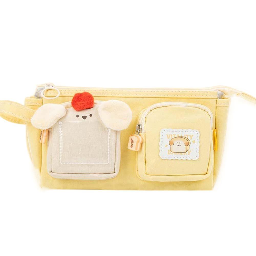 Large Capacity Cute Bear Pencil Pouch Chestnut Stationery Storage Bag Cartoon Canvas Pen Bag  Kids