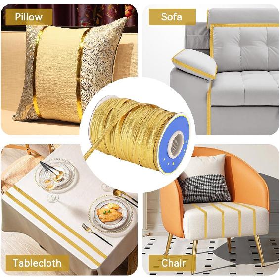 Золотая отделка кантом для шитья, Сложенная косая бейка, Отделка кантом, Косая атласная отделка кантом, Отделка кантом для скатерти или одежды, Изысканная