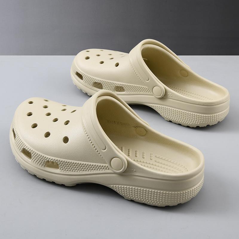 New hole shoes for women, non-slip and breathable outside, bag head drag thick sole, increase height, wear-resistant and deodorant beach slippers