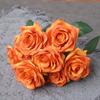 Fiore di Seta Artificiale Arancione, Bouquet di Rose Finte, Oggetti di Scena per Fotografia di Matrimonio, Soggiorno di Casa, Decorazioni Angolo Giardino Rose