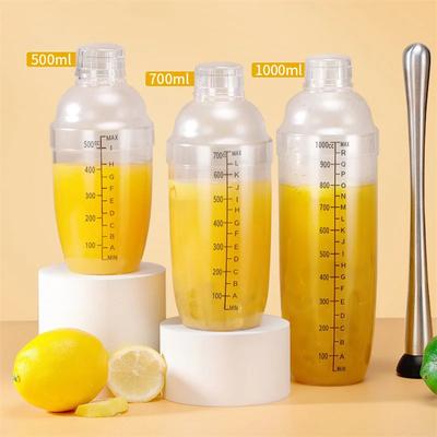 350/500/700/1000 ml PC pryskyřice Cocktail Shaker Domácí barové náčiní Martini Ruční shaker Šálek s váhami Mléko Víno Drink Shaker Bar Tool