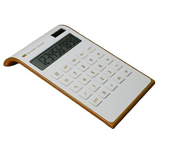 Slim Gold Frame Arithmetic Calculator Solar Dual Power Computer Calculator Colour: Black