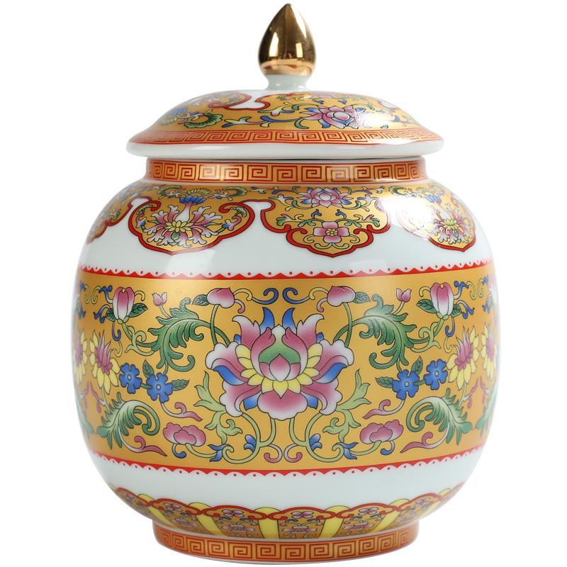 Classical Ceramic Tea Pot Painted Pattern Sealed Storage Tank Home Porcelain Candy Nuts Coffee Beans Storage Bottle Home Decor