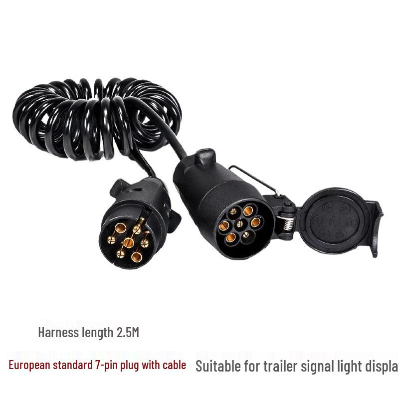 European 7-Hole Power Cord with European Plug, 1.5m Flat Wire & Trailer Connector