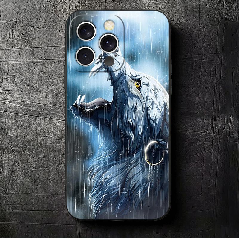 Wolf Moon Animal Soft Phone Case for iPhone 16 16E 17 Air 15 Pro Max 14 Plus 13 Mini 11 12 7 Black Cover Back Shell