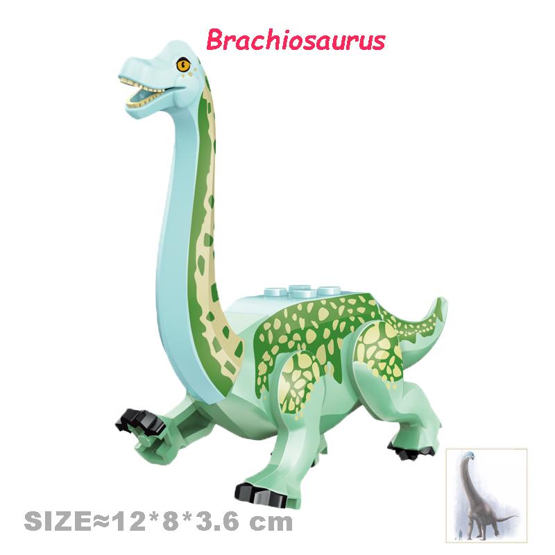 Bright Jurassic Dinosaurs World Velociraptor Triceratops Rex Pterosaur Model Assemble Building Blocks Toys For Children Boy Gift