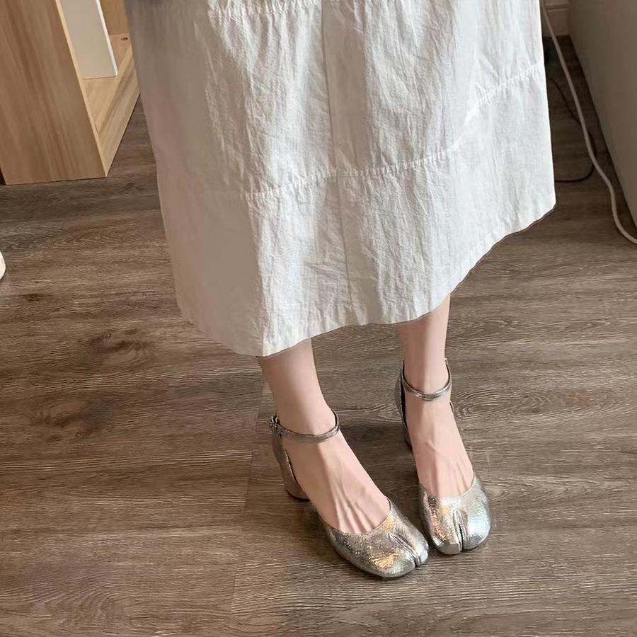 Summer Fashion Chunky Heel Split Toe Mary Jane Shoes for Women