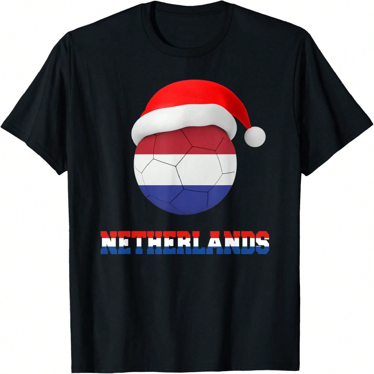 Netherlands Soccer Shirt Soccer Ball Santa Hat Dutch Flag T-Shirt S