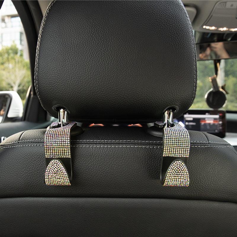 4PCS Car Seat Hook Rhinestone Rear Rotatable Invisible Multifunctional Storage Car Hooks Bold ABS Auto Seat Hooks