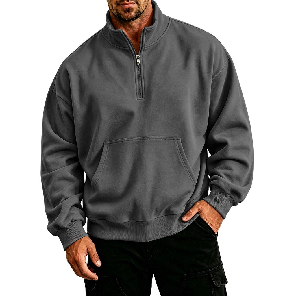 Sudadera para Hombre Tallas Grandes Ajuste Holgado Casual Manga Larga con Bolsillo para Otoño Invierno