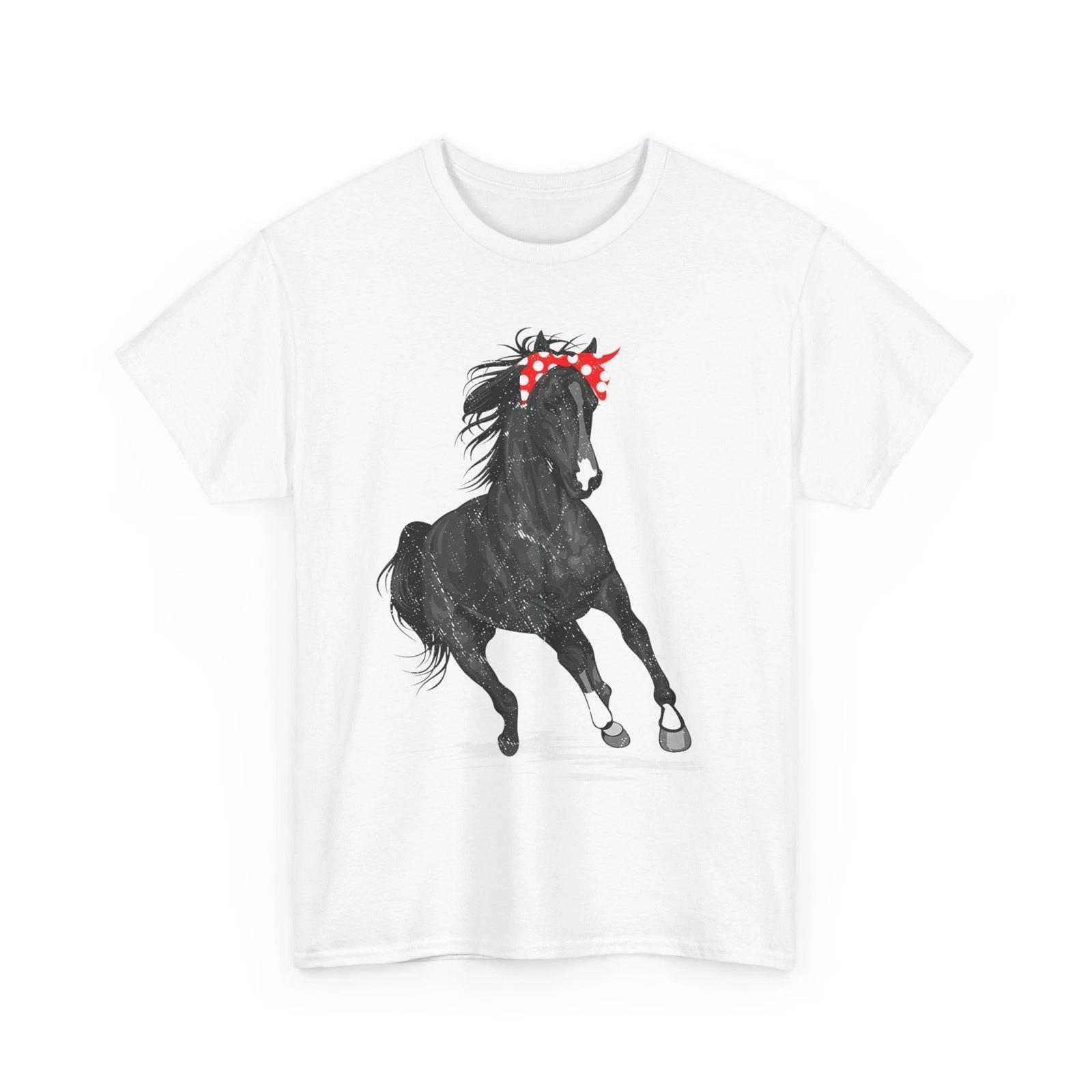 Horse Bandana T shirt, Horse Rider Equestrian Lovers Women Mom Shirt 4XL